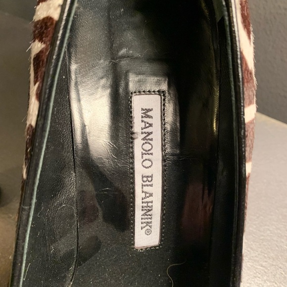 Manolo Blahnik ASTOCHA Pony Pumps Brown Black CRYSTAL Buckle Shoes **HOST PICK** - Picture 3 of 10